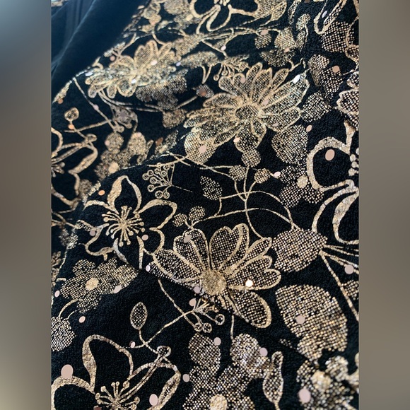 Jumpsuit  Long Split Pants Cocktail Gold Black Sparkle Jumpsuit Size Large NWOT - Picture 9 of 12